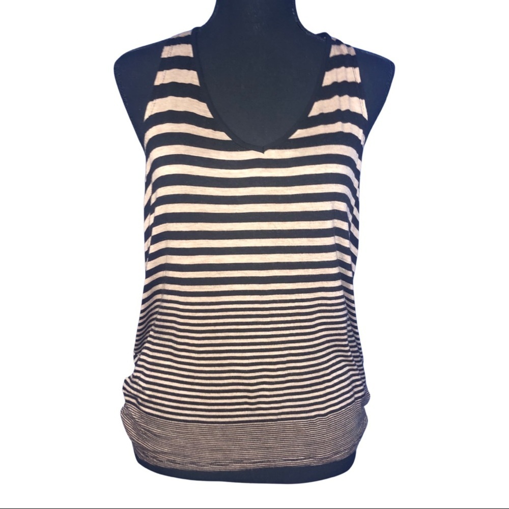 Open Back Tan and Black Stripe Tank